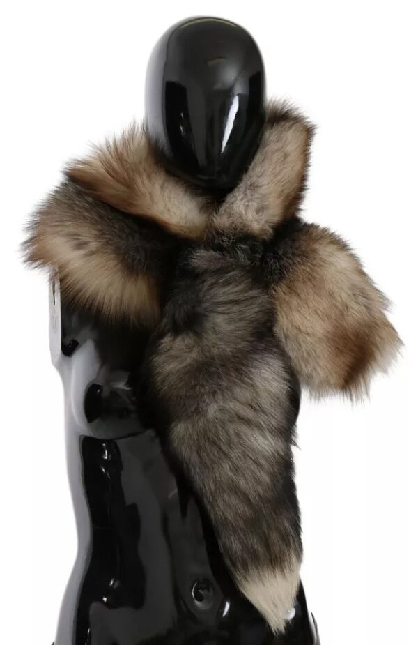 Dolce & Gabbana Brown Fox Tail Fur Shawl Neck Wrap Cover Collar Scarf - Image 2