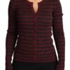 Dolce & Gabbana Black Red Striped Womens Cardigan Sweater
