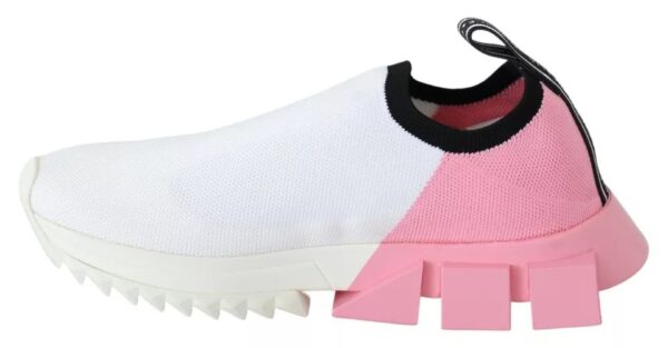 Dolce & Gabbana Pink White Logo Sorrento Sneakers Shoes - Image 2