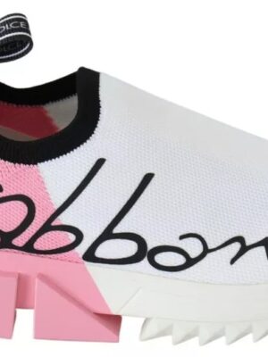 Dolce & Gabbana Pink White Logo Sorrento Sneakers Shoes