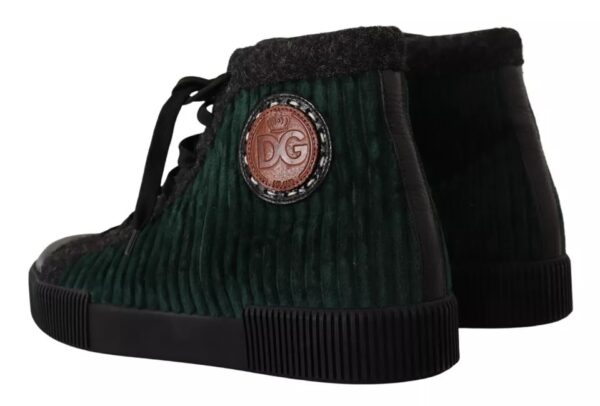 Dolce & Gabbana Green Corduroy High Tops Sneakers Mens Casual Shoes - Image 4