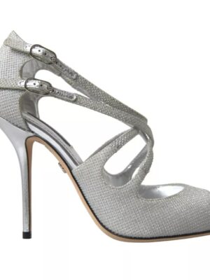 Dolce & Gabbana Silver Shimmers Sandals Heel Pumps Shoes