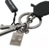 Dolce & Gabbana Black Leather Fisherman Logo Badge Keyring Keychain - Image 3