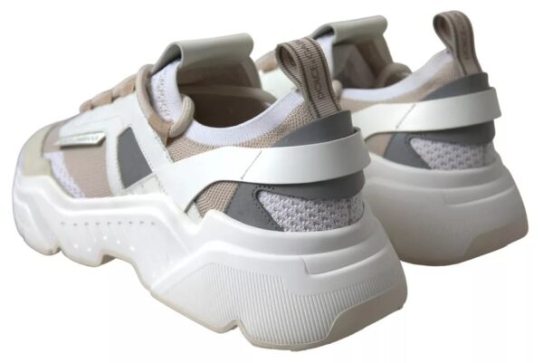 Dolce & Gabbana White Beige Leather Sport DAYMASTER Shoes Sneakers - Image 2