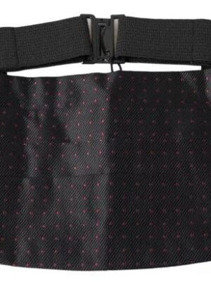 Dolce & Gabbana Black Silk Dotted Waist Tuxedo Belt Cummerbund