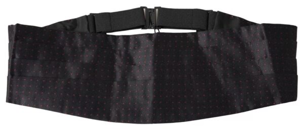 Dolce & Gabbana Black Silk Dotted Waist Tuxedo Belt Cummerbund - Image 2