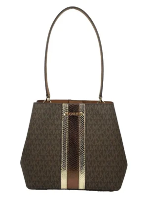 Michael Kors Medium Pratt Bucket Shoulder Bag Purse Brown