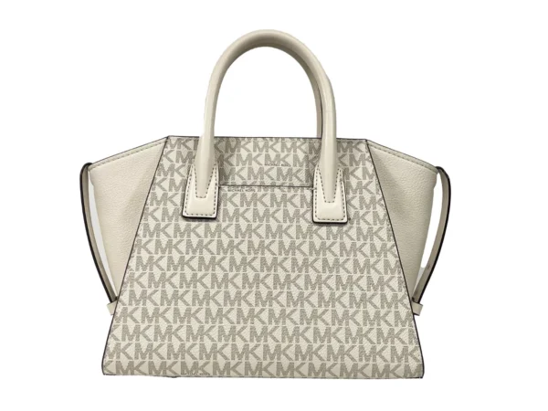 Michael Kors Avril Small Leather Top Zip Satchel Crossbody Bag Cream - Image 3