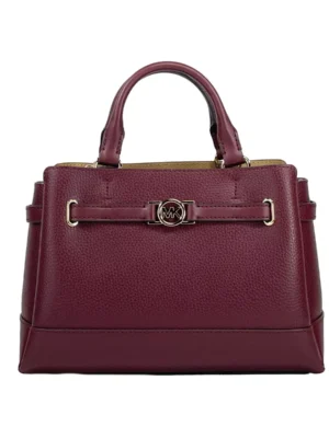 Michael Kors Reed Small Leather Belted Satchel Crossbody Bag Oxblood