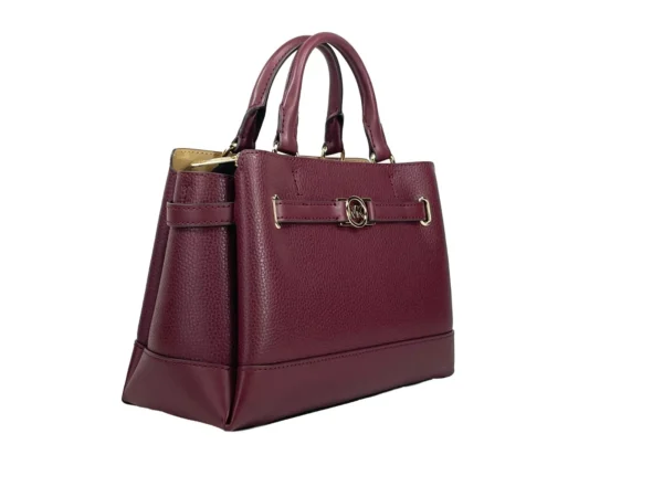 Michael Kors Reed Small Leather Belted Satchel Crossbody Bag Oxblood - Image 2