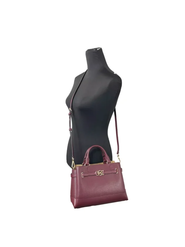 Michael Kors Reed Small Leather Belted Satchel Crossbody Bag Oxblood - Image 3