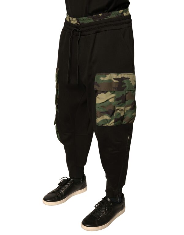 Dolce & Gabbana Black Camouflage Cotton Jogger Cargo Pants - Image 3
