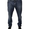 Dolce & Gabbana Dark Blue Cotton Logo Skinny Denim Jeans - Image 2