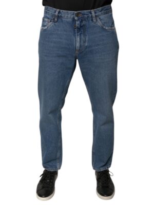 Dolce & Gabbana Blue Cotton Logo Men Loose Denim Jeans