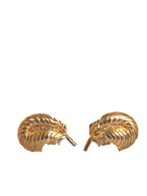 Dolce & Gabbana Gold 925 Sterling Silver Crystal Leaf Cufflink