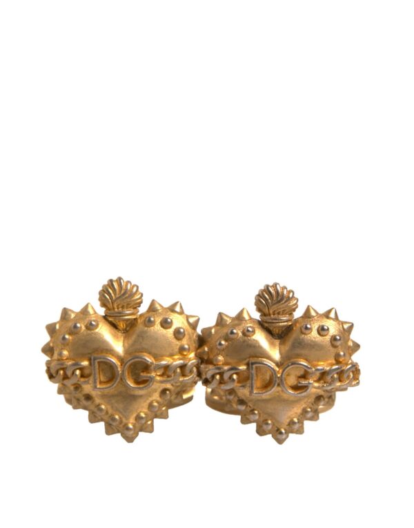Dolce & Gabbana Gold 925 Sterling Silver DG Heart Cufflink - Image 2