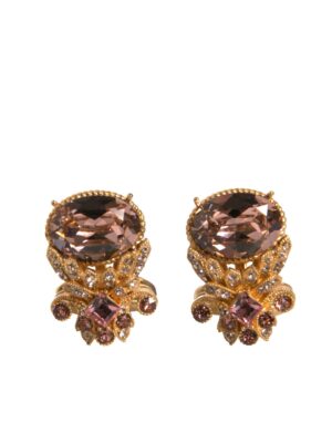 Dolce & Gabbana Gold Tone 925 Sterling Silver Crystal Cufflink