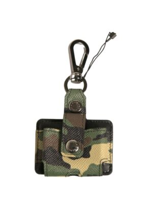 Dolce & Gabbana Multicolor Camouflage Leather Metal Airpods Case