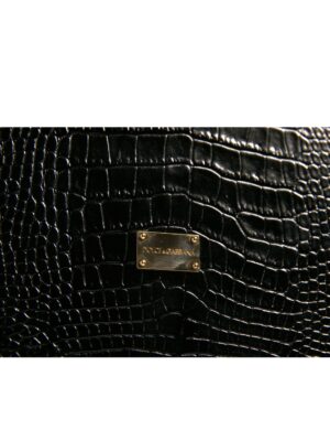 Dolce & Gabbana Elegant Black Leather Logo Plaque Holder Catalogue Case