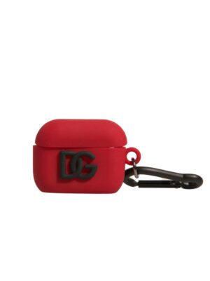 Dolce & Gabbana Red Silicone Rubber Logo Embossed Airpods Case
