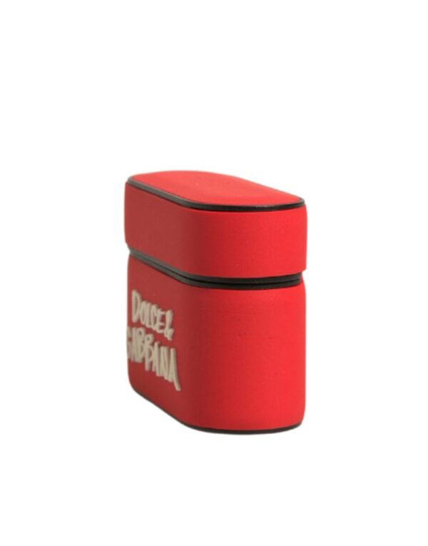Dolce & Gabbana Red PVC Embossed Logo Plaque Holder Airpods Case - Image 3