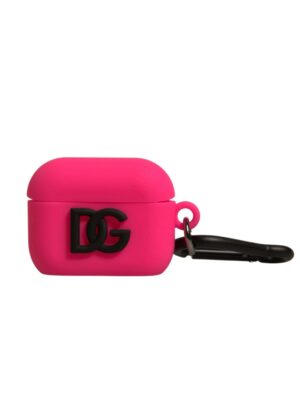 Dolce & Gabbana Pink Silicone Rubber Logo Embossed Airpods Case