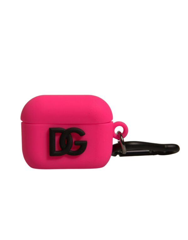 Dolce & Gabbana Pink Silicone Rubber Logo Embossed Airpods Case - Image 3