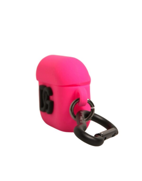 Dolce & Gabbana Pink Silicone Rubber Logo Embossed Airpods Case - Image 4