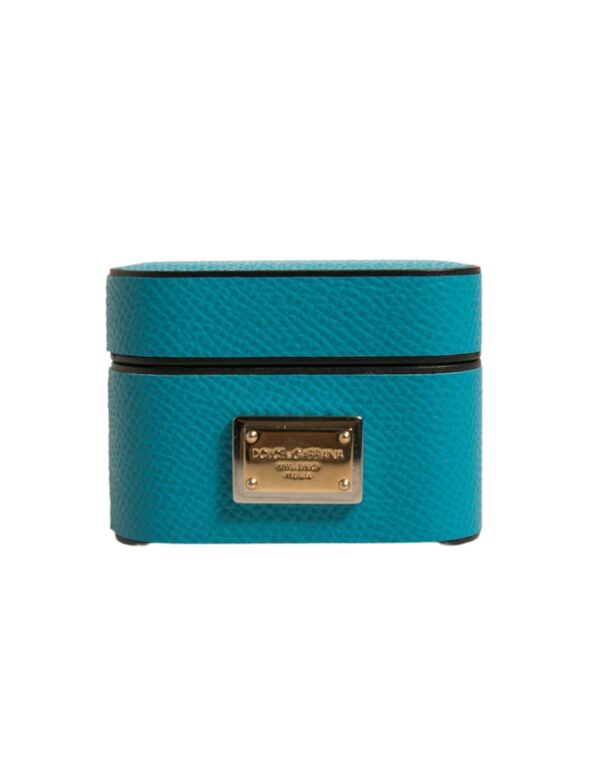 Dolce & Gabbana Green Leather Metal Logo Plaque Holder Airpods Case - Image 2