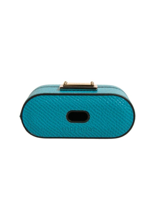 Dolce & Gabbana Green Leather Metal Logo Plaque Holder Airpods Case - Image 5