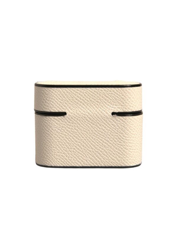 Dolce & Gabbana White Leather Metal Logo Plaque Holder Airpods Case - Image 4