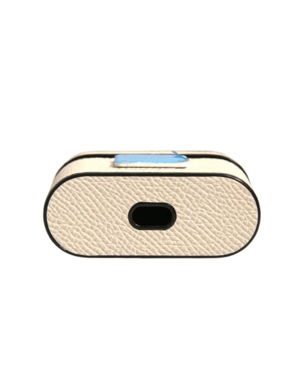 Dolce & Gabbana White Leather Metal Logo Plaque Holder Airpods Case - Image 5