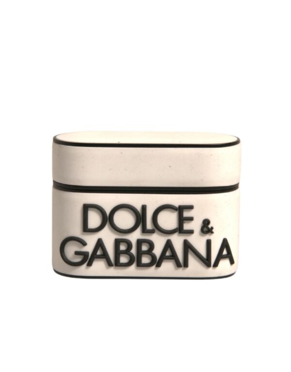 Dolce & Gabbana White PVC Embossed Logo Plaque Holder Airpods Case - Image 2