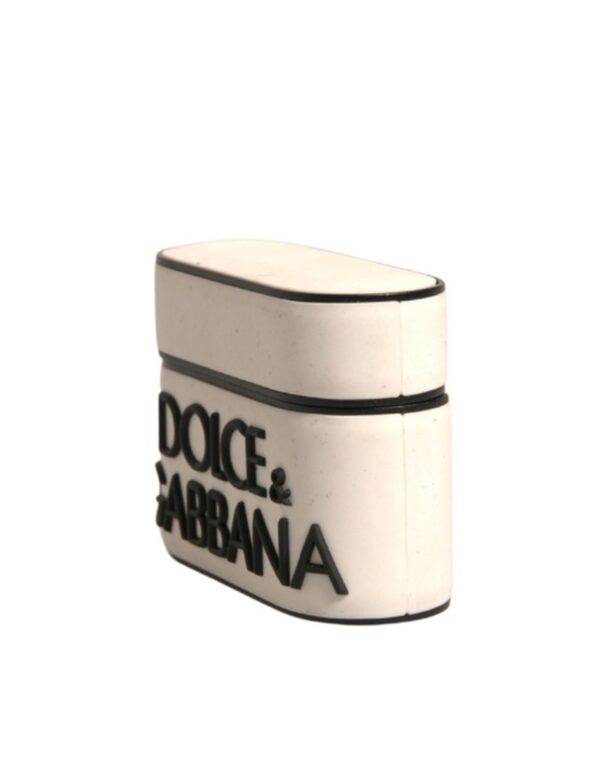 Dolce & Gabbana White PVC Embossed Logo Plaque Holder Airpods Case - Image 3
