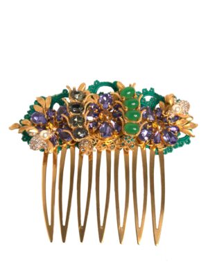 Dolce & Gabbana Gold Brass Crystals Hair Stick Comb