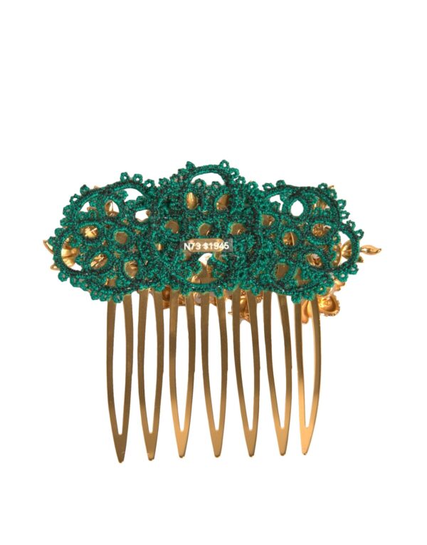 Dolce & Gabbana Gold Brass Crystals Hair Stick Comb - Image 5