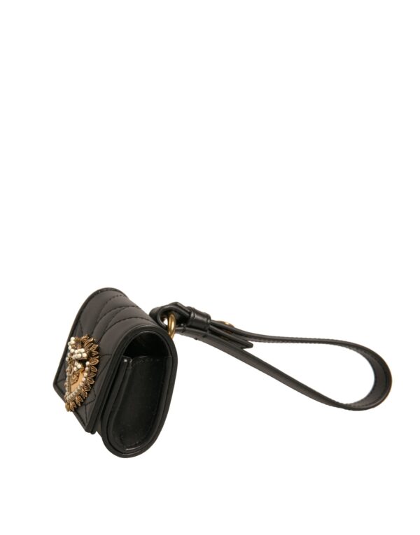 Dolce & Gabbana Black Leather Devotion Heart Strap Airpod Case - Image 3