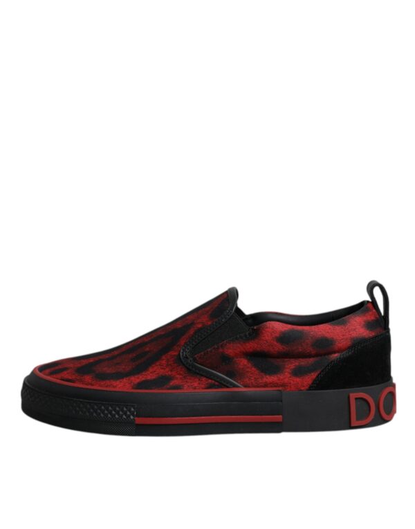 Dolce & Gabbana Red Black Leopard Cotton Men Low Top Sneakers Shoes - Image 6