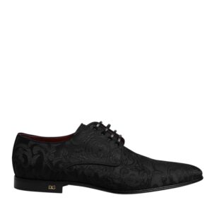 Dolce & Gabbana Black Jacquard Lace Up Derby Dress Shoes