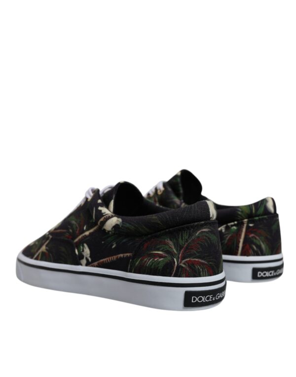 Dolce & Gabbana Black Tropical Print Low Top Sneakers Shoes - Image 7