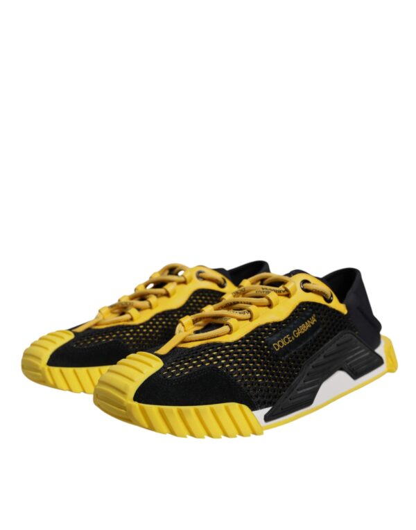 Dolce & Gabbana Black Yellow Low Top NS1 Sneakers Shoes - Image 3