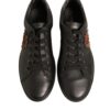 Dolce & Gabbana Black Leather Heart Embellished Sneakers Shoes - Image 3