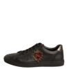 Dolce & Gabbana Black Leather Heart Embellished Sneakers Shoes - Image 6