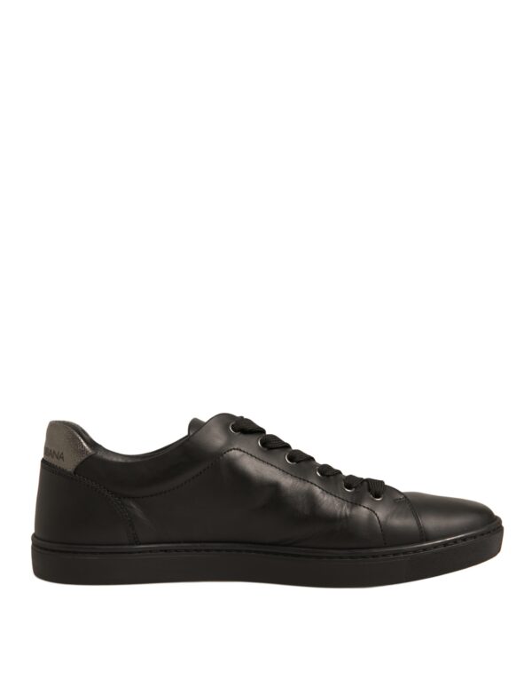 Dolce & Gabbana Black Leather Heart Embellished Sneakers Shoes - Image 7