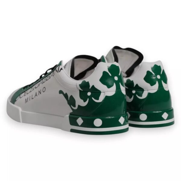 Dolce & Gabbana White Green Leather Crown Milano Sneakers Shoes - Image 2