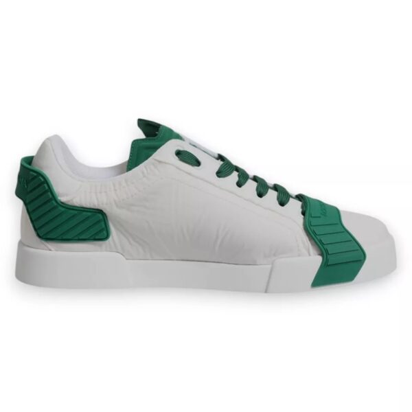 Dolce & Gabbana White Green Leather Logo Low Top Sneakers Shoes - Image 2