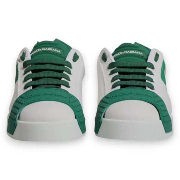 Dolce & Gabbana White Green Leather Logo Low Top Sneakers Shoes - Image 5