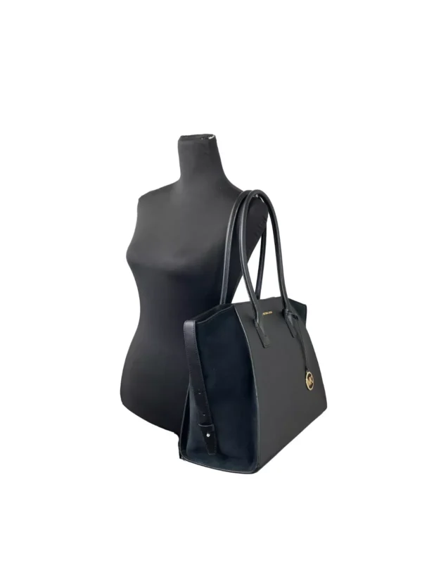 Michael Kors Avril XL Suede Leather Top Zip Satchel Bag Black - Image 3