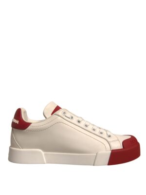 Dolce & Gabbana Shoes White Leather Logo Portofino Sneakers