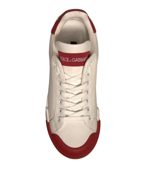Dolce & Gabbana Shoes White Leather Logo Portofino Sneakers - Image 7